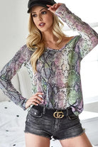 Snakeskin Print Low Gauge Hacci Top