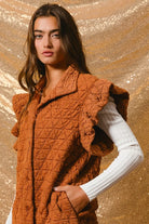 Quilted Knit Ruffle Sleeve Vest