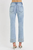 RISEN High Rise Straight Cuffed Relaxed Jeans