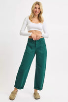 High Rise Ankle Cuffed Barrel Pants