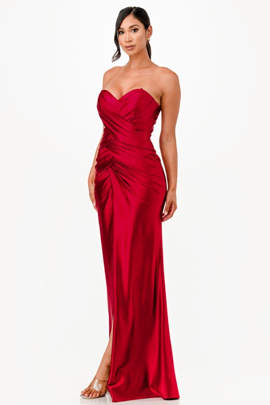 Strapless Ruched Full-Length Gown