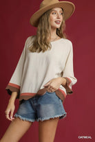 Scalloped Hem Color Block Top