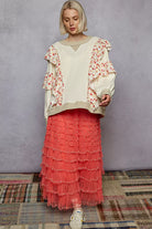 Sweater with Floral Ruffle Detail