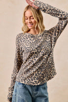 Leopard Print Washed Waffle Thermal Top