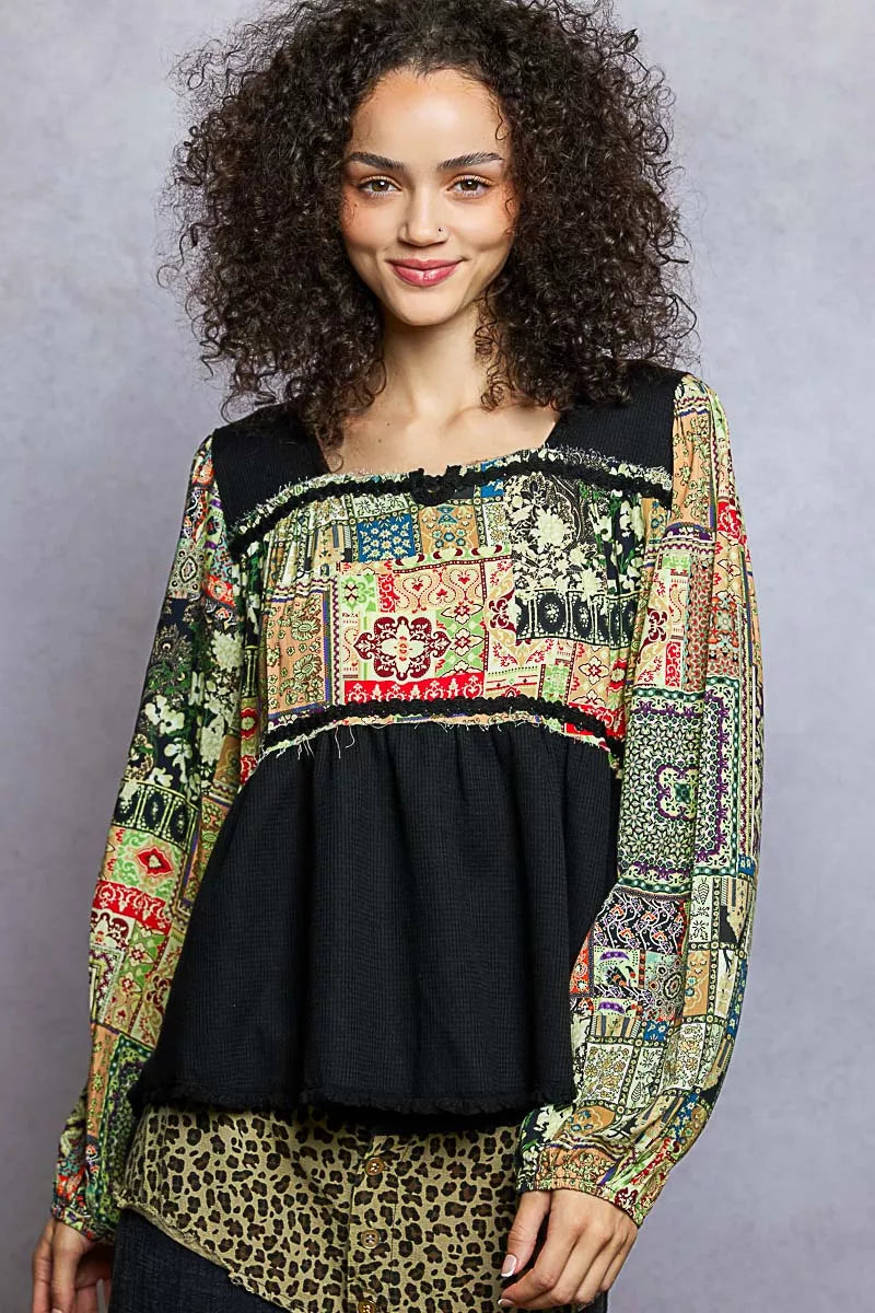 Balloon Sleeve Peplum Blouse