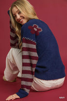 Flower Jacquard Striped Sweater