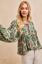 Printed Woven Front Tied Blouse