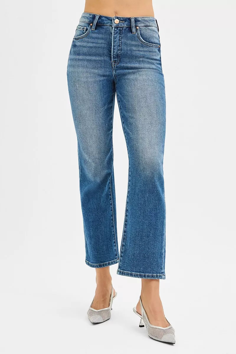 Tummy Control High Rise Crop Straight Jeans