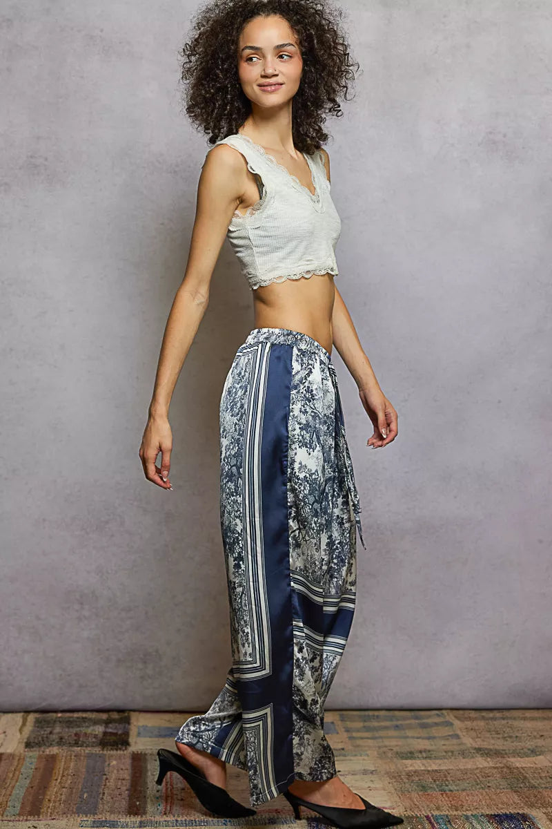 Floral Printed Woven Wide Leg Pants