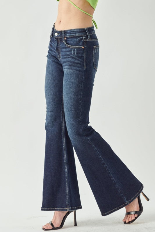 Mid Rise Stretch Super Flare Jeans