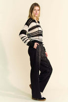 Contrast Striped Crochet Knit Cover Up