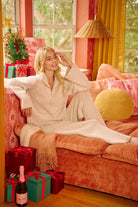 Rib Textured Knit Collared Top with Zip Up