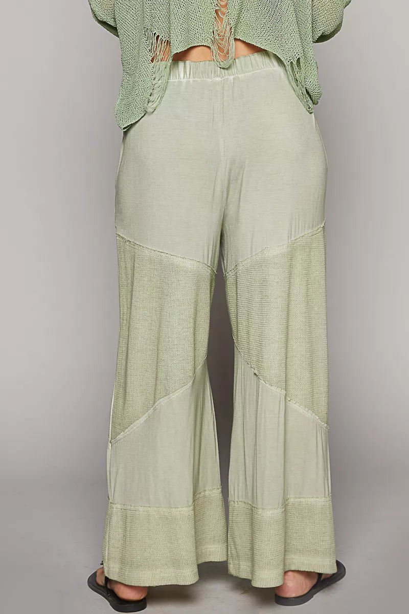 Elastic Waistband Wide Leg Pants with Drawstring