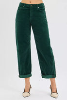RISEN High Rise Crop Barrel Cordurory Pants