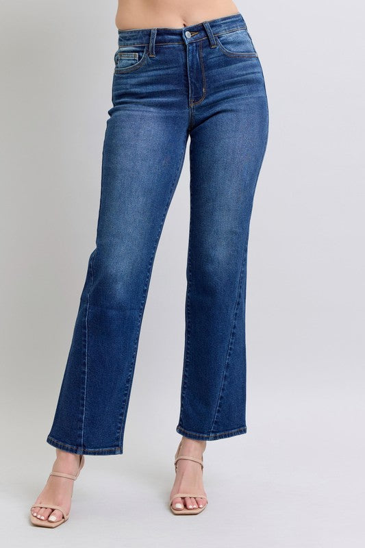 Size Side Seam Detail Straight Jeans