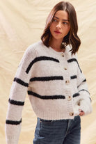 Striped Soft Touch Button Cardigan