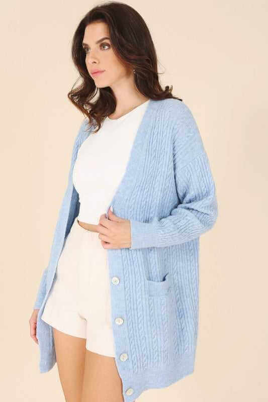 Lilou Wool Blended Cable Knitted Cardigan