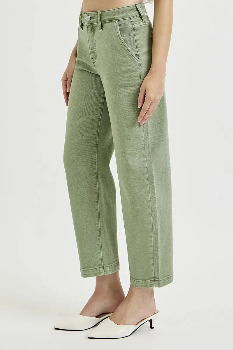 Tummy Control High Rise Crop Barrel Jeans
