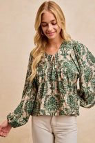 Printed Woven Front Tied Blouse