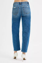 Tummy Control High Rise Ankle Slim Barrel Jeans