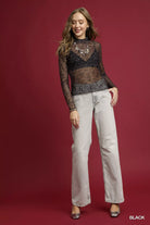 Lace Mesh Long Sleeve Top