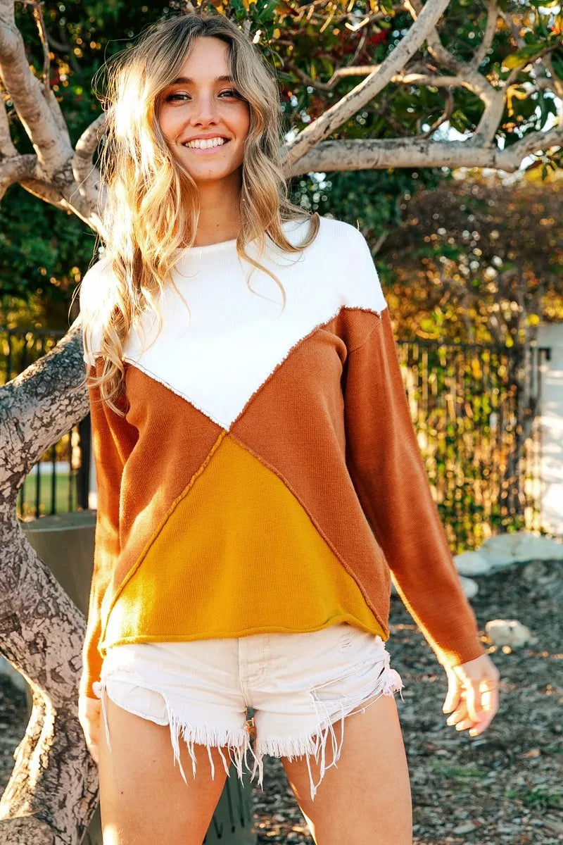Color Block Geometric Sweater