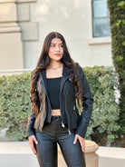 Hooded Faux Leather Jacket