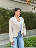 Suede Biker Zip Up Jacket With Pockets