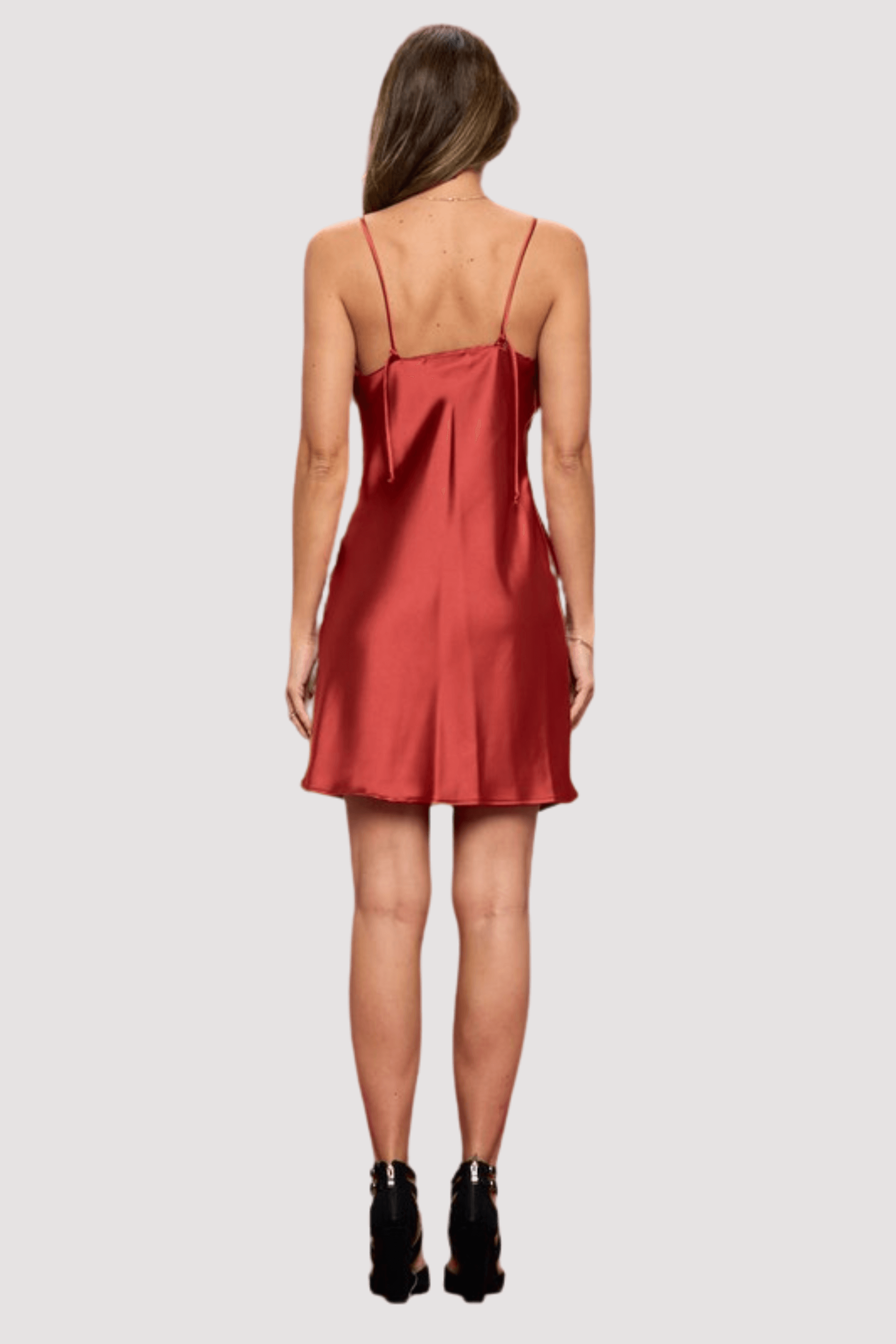 Solid Heavy Bias Cut Satin Slip Dress