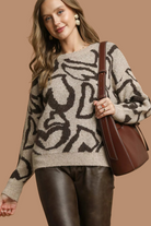 Heart Print Crew Neck Sweater