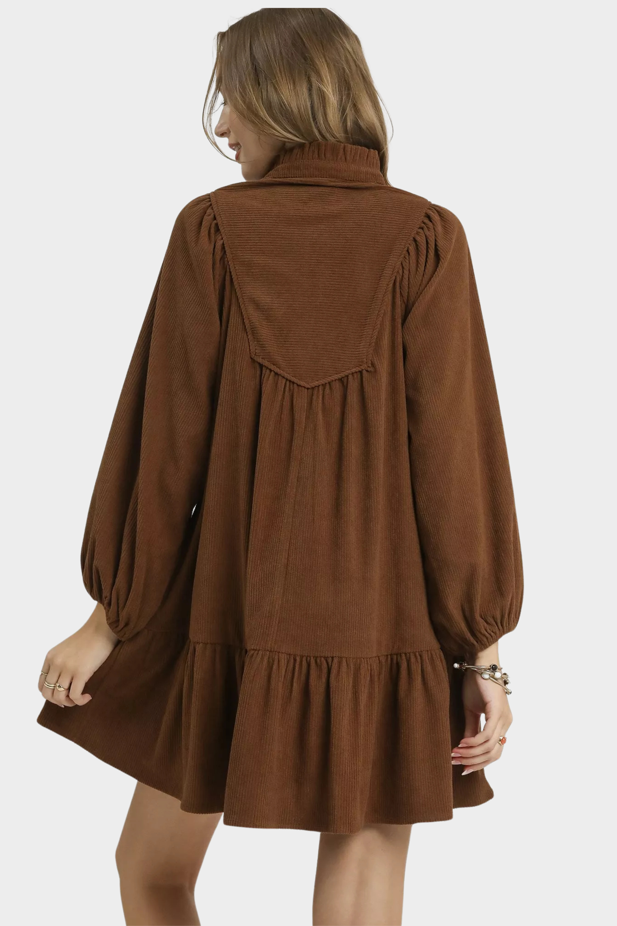 Corduroy Tiered Babydoll Dress