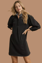 French Terry Balloon Sleeve Shift Dress