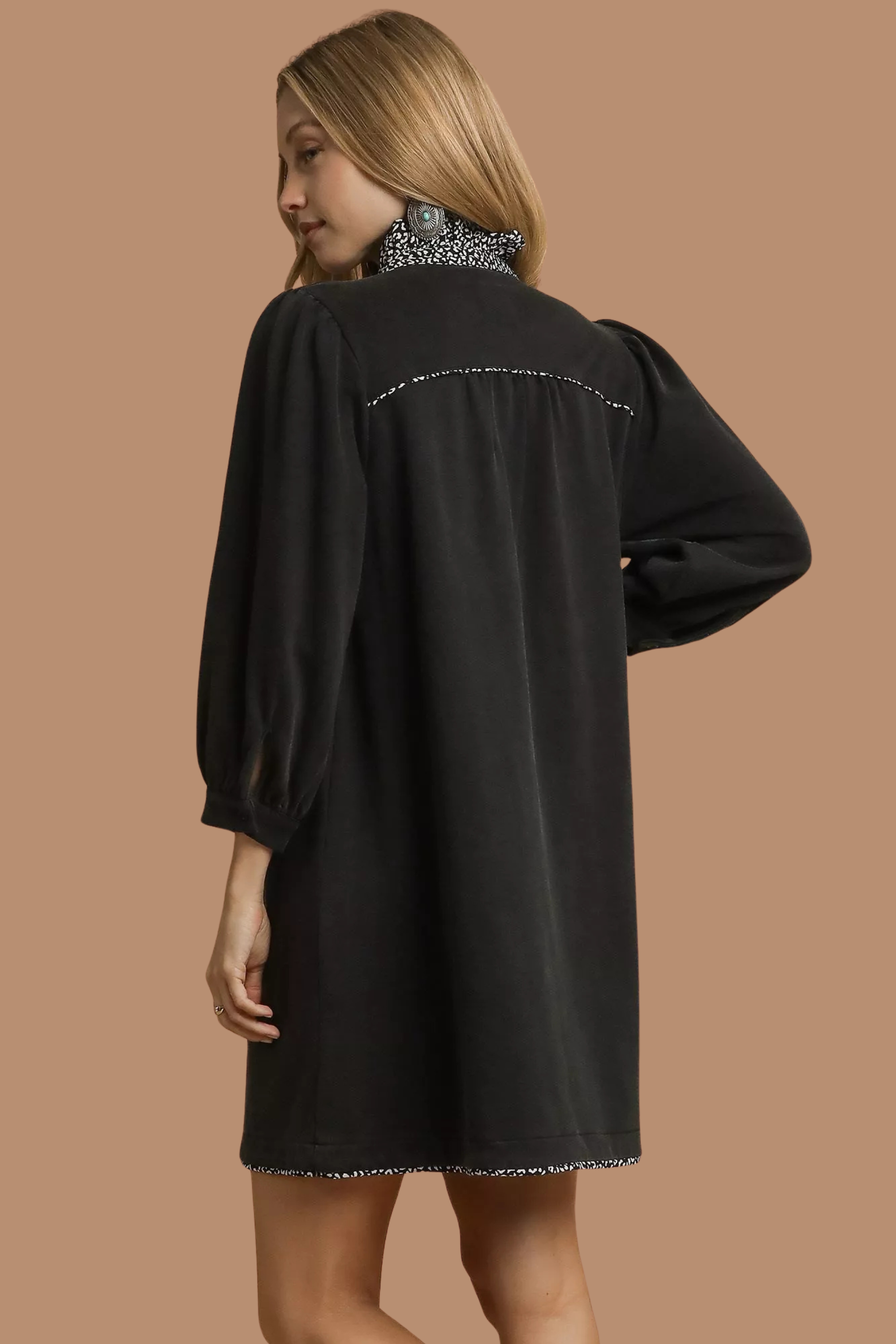 French Terry Balloon Sleeve Shift Dress