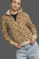 Leopard Print Quarter-Zip Sweatshirt