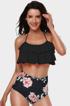 Halter Ruffle High Waisted Two-Piece Swimsuit