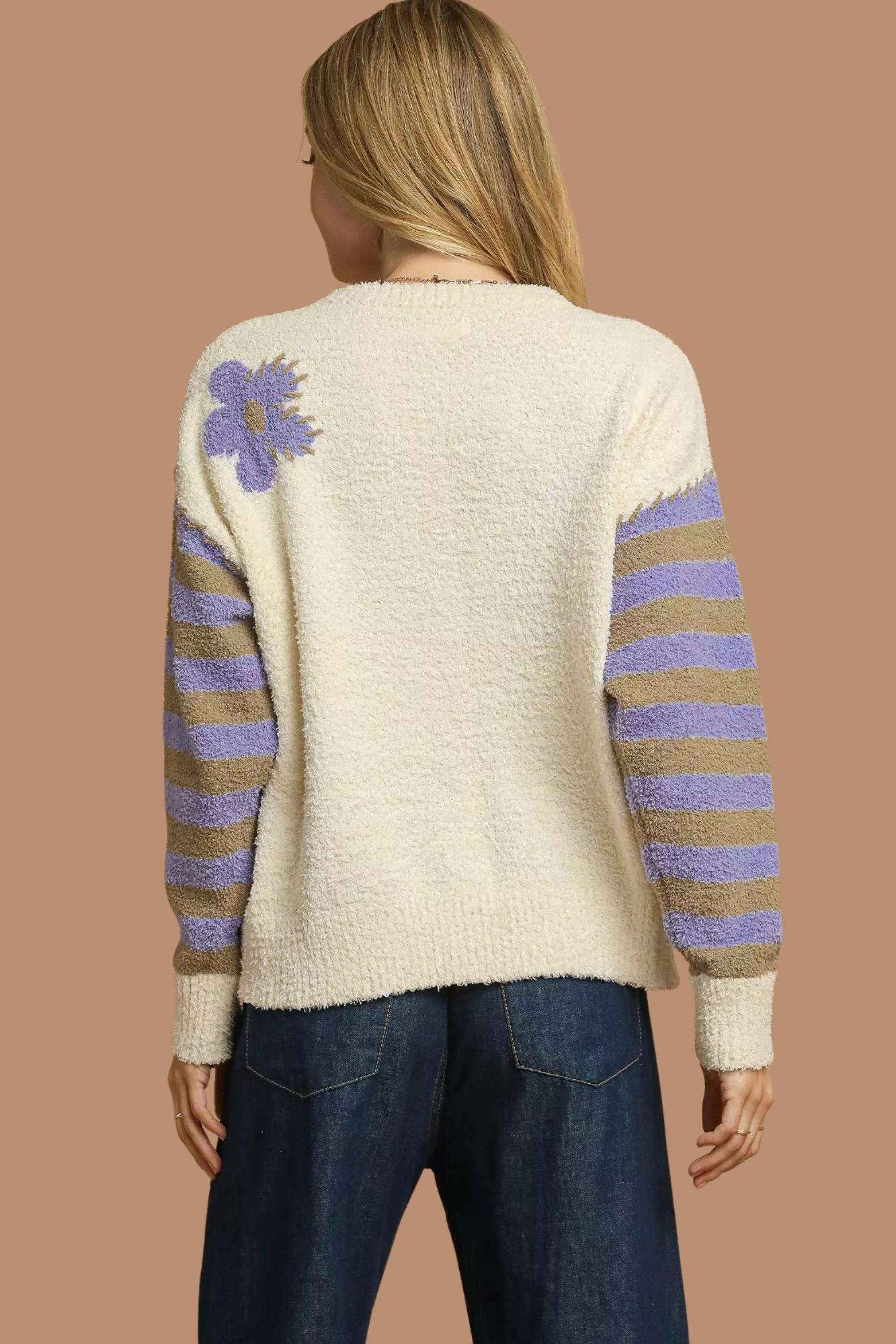 Flower Jacquard Striped Sweater