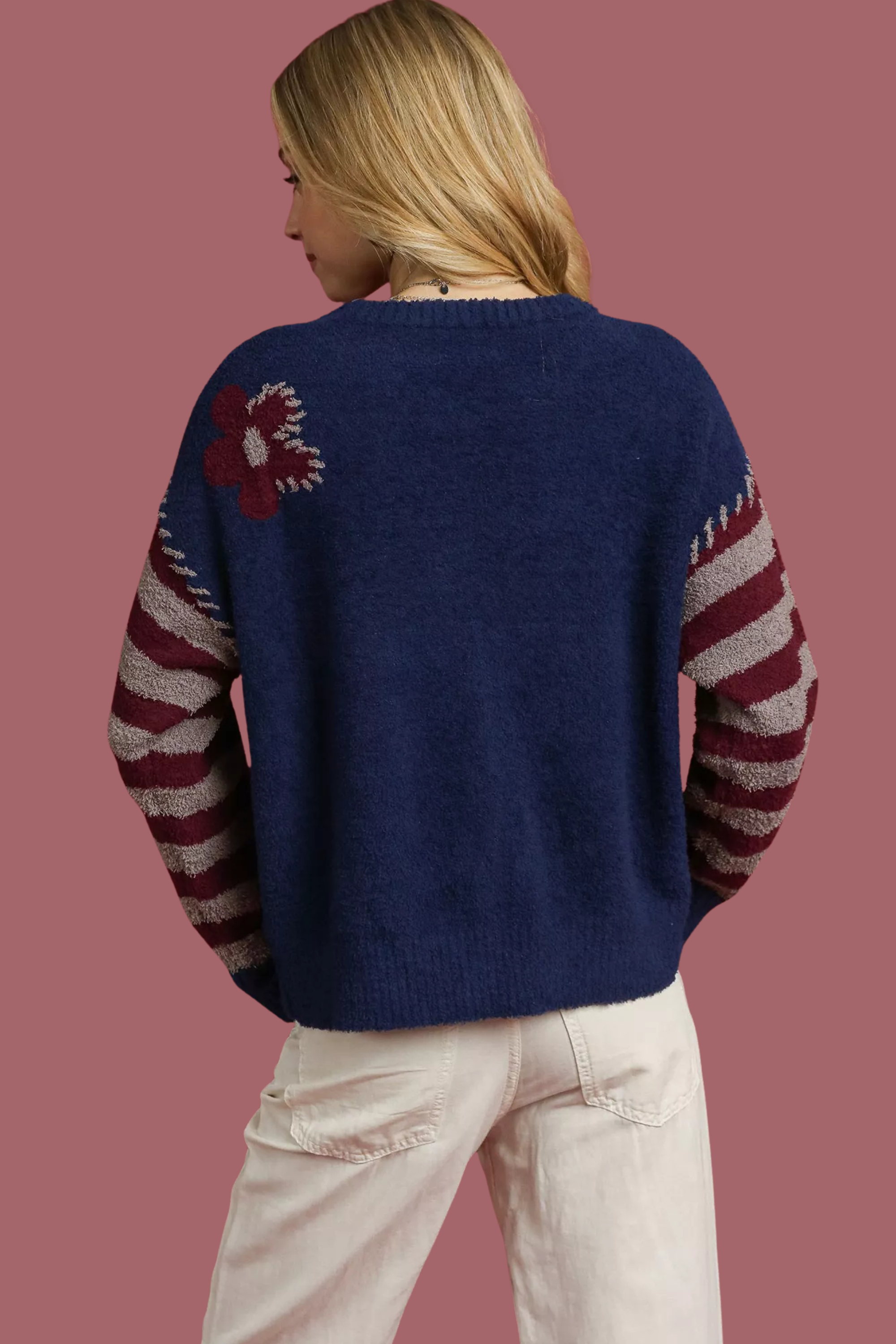 Flower Jacquard Striped Sweater