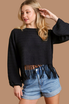 Crochet Fray Hem Knit Crop Top