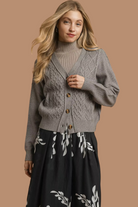 Chunky Cable Knit Button-Up Cardigan