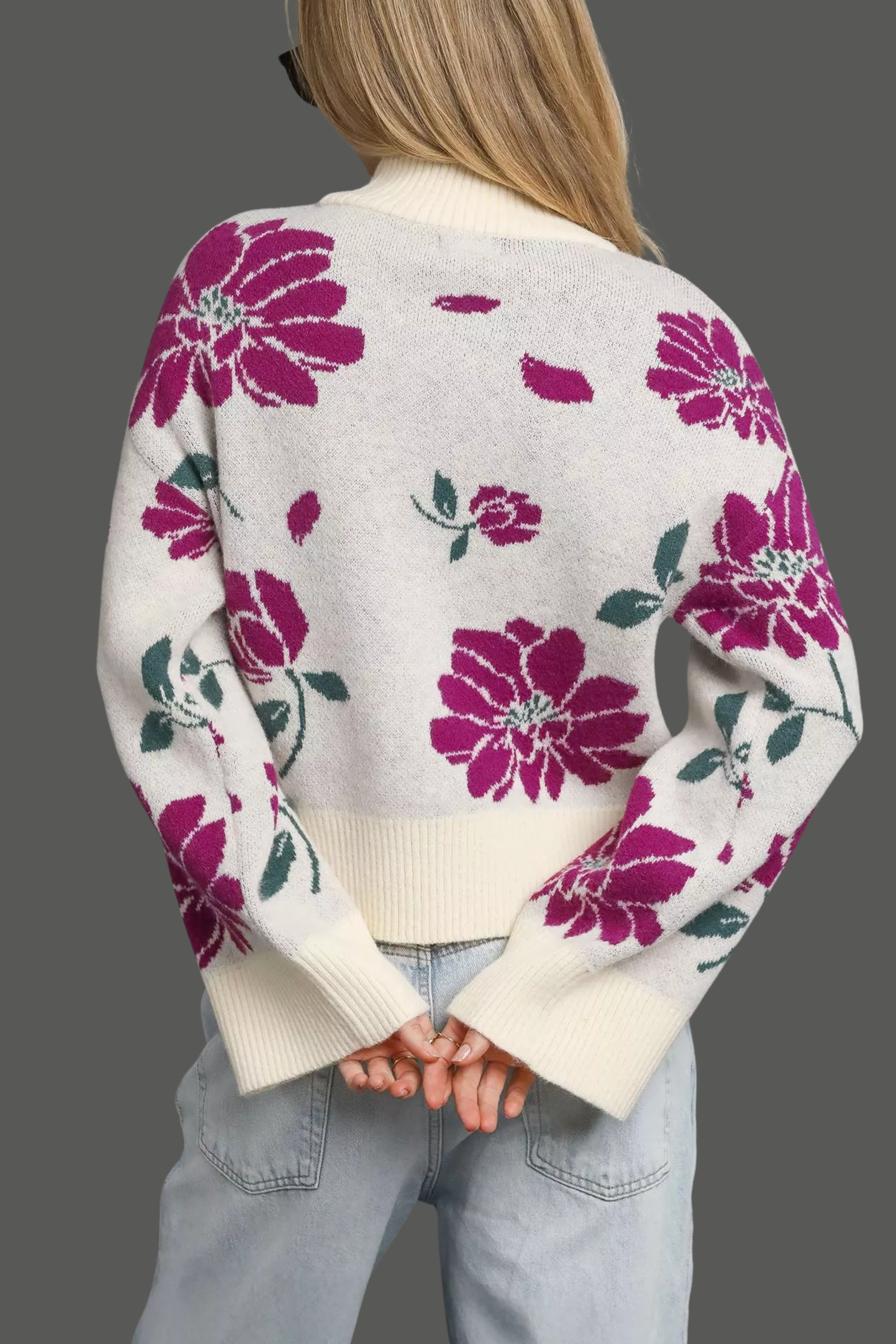 Floral Mock Neck Sweater