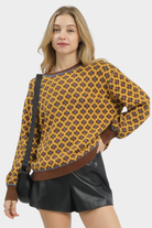Abstract Print Crew Neck Sweater