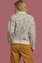Leopard Print Quarter-Zip Knit Sweater