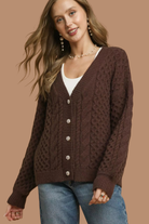 Cable Knit Pearl Button Cardigan