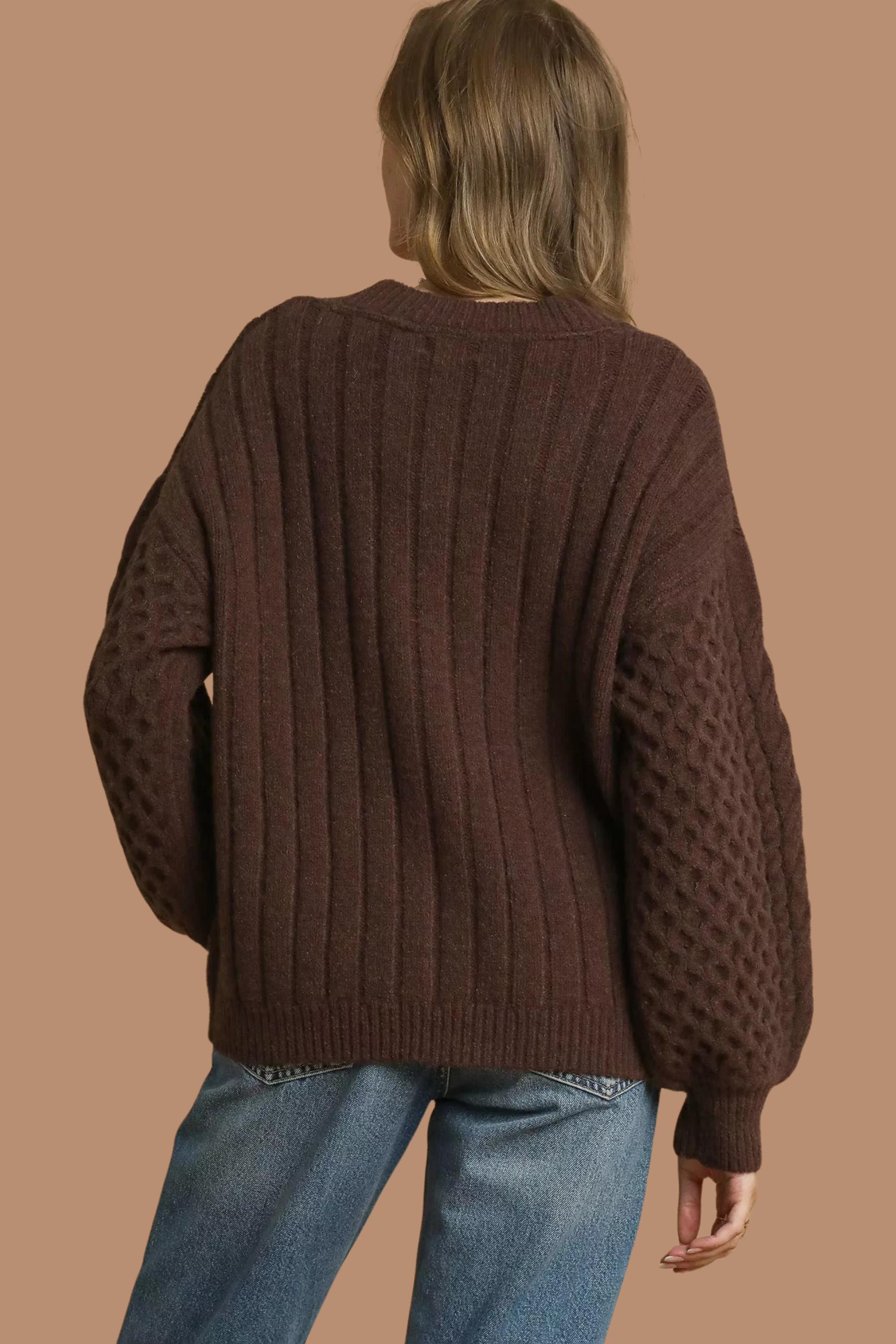 Cable Knit Pearl Button Cardigan