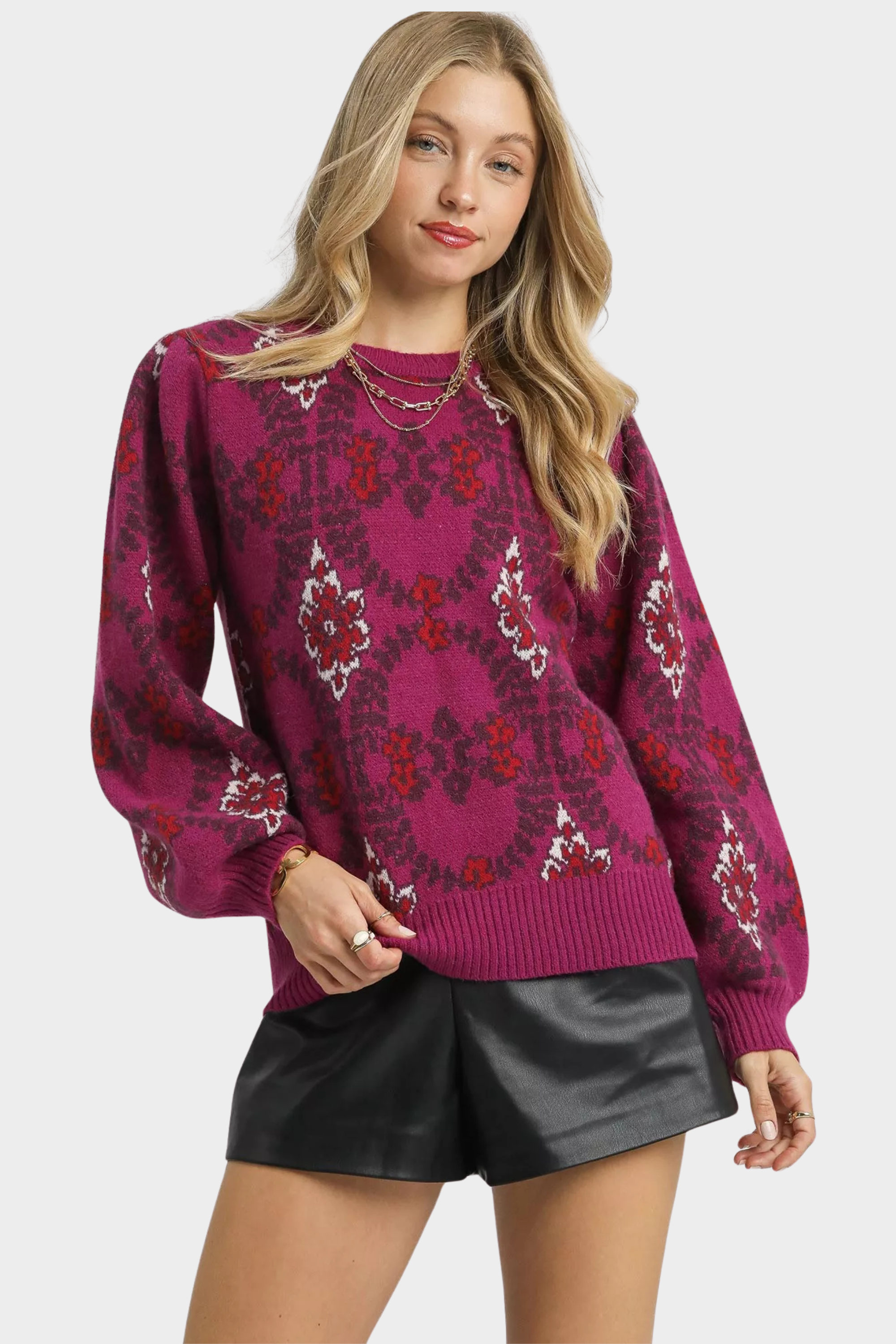 Boho Patterned Long Sleeve Sweater