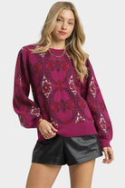 Boho Patterned Long Sleeve Sweater