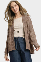 Chunky Cable Knit Open Front Cardigan