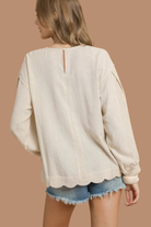 Linen Scallop Hem Blouse