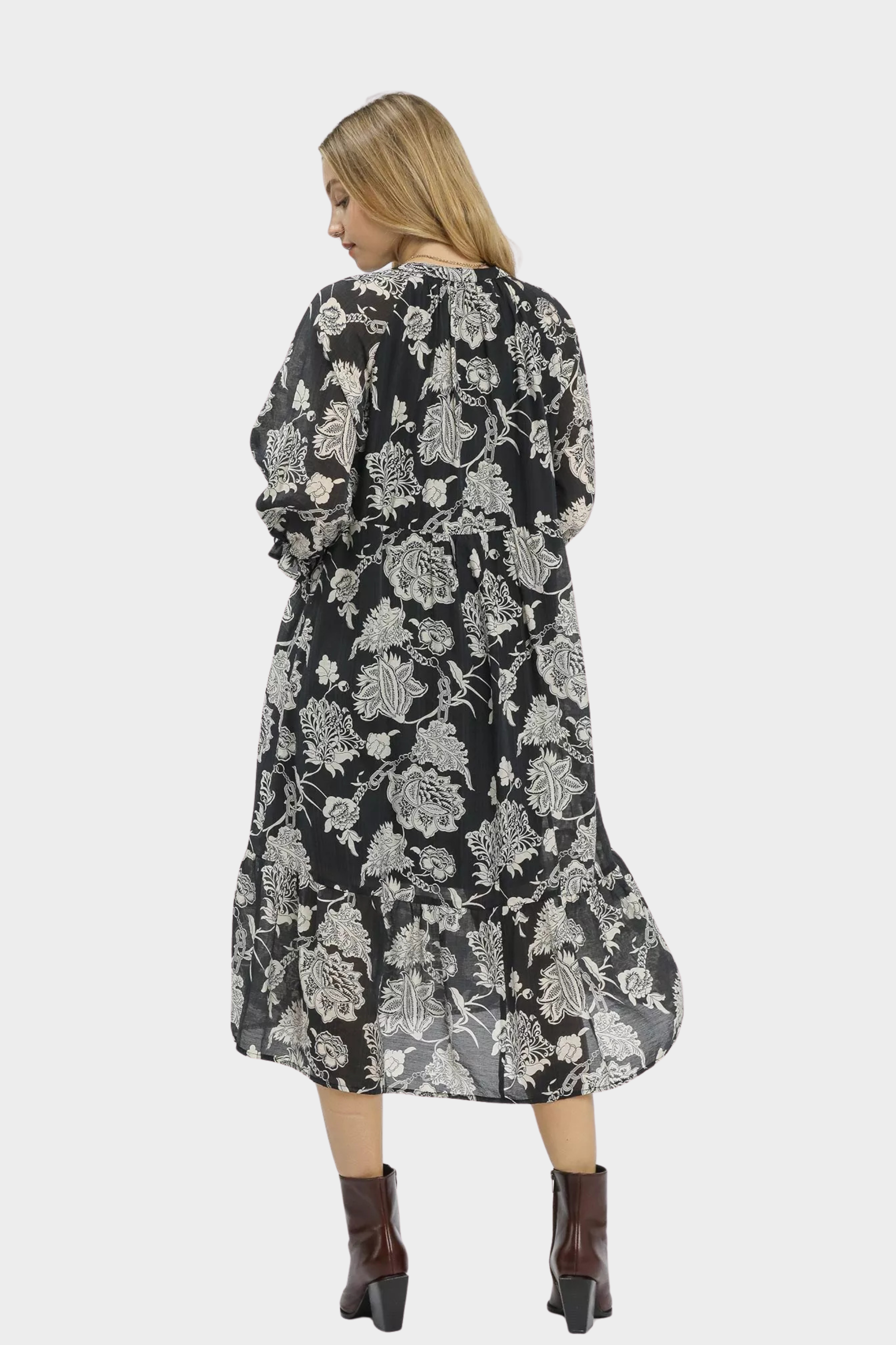 Floral Print Boho Midi Dress