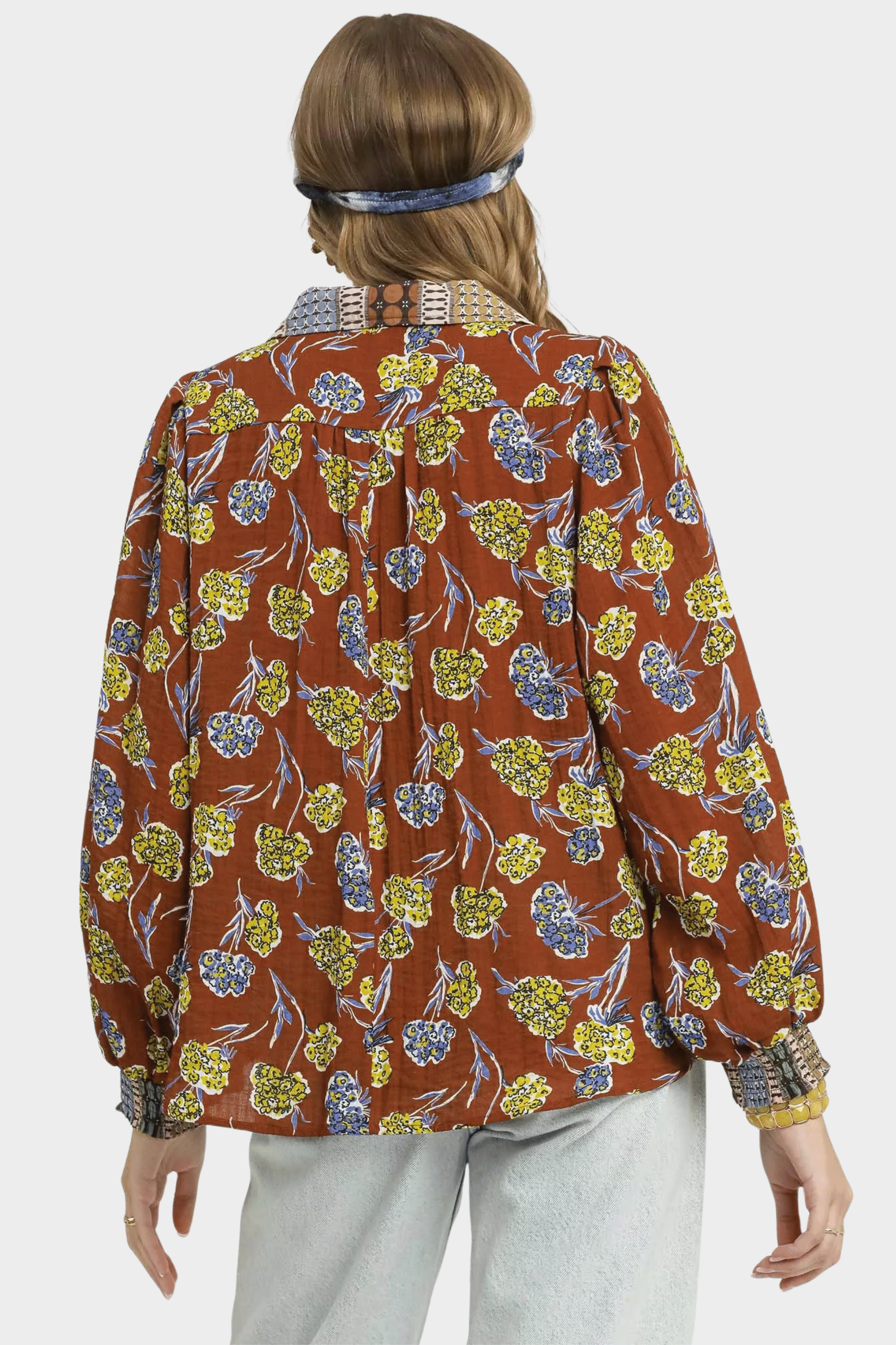 Floral Print Collar Blouse